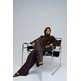 manteau femme salsa jeans faux fur coat with pu sections