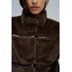manteau femme salsa jeans faux fur coat with pu sections