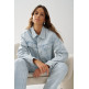 manteau femme  salsa jeans denim overshirt w/ jaquard