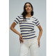 t-shirt femme  salsa jeans stripes with lace application