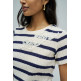 t-shirt femme  salsa jeans stripes with lace application