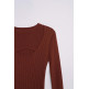 t-shirt femme  salsa jeans lurex knit long sleeve w/ fron