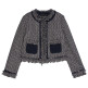 manteau femme  salsa jeans tweed jacket with fringes