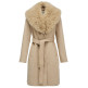 manteau femme  salsa jeans grace wool coat with fur
