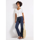 jeans femme  street style qr bootcut,hw,dark blue