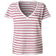 t-shirt femme  pepe jeans megan v neck striped