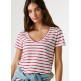 t-shirt femme  pepe jeans megan v neck striped