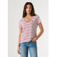 t-shirt femme  pepe jeans megan v neck striped