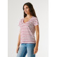 t-shirt femme  pepe jeans megan v neck striped