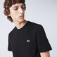 t-shirt en coton uni avec bandes siglées homme lacoste