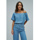 chemise femme  salsa jeans blouse w/ shoulder chain detai
