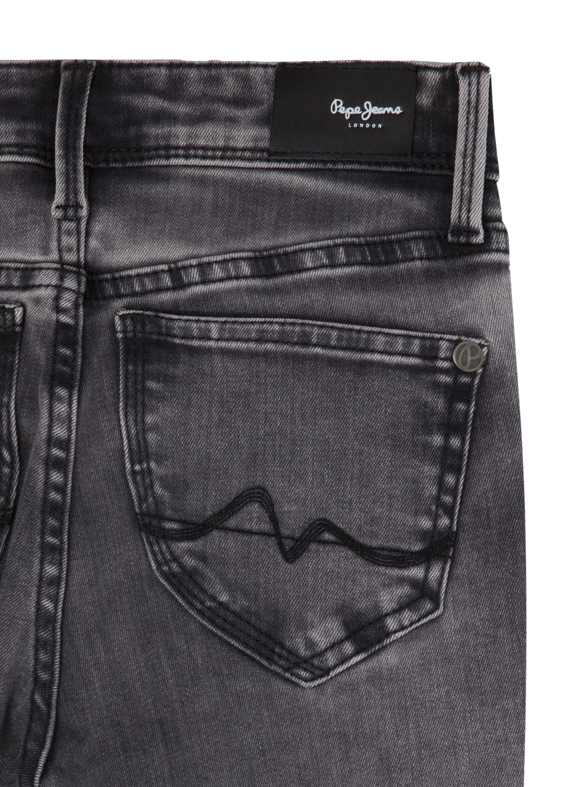 Jeans Fille Pepe Jeans - Coupe Skinny Taille Haute, Lavage Bleu Noir, Minimum 70% Coton Durable