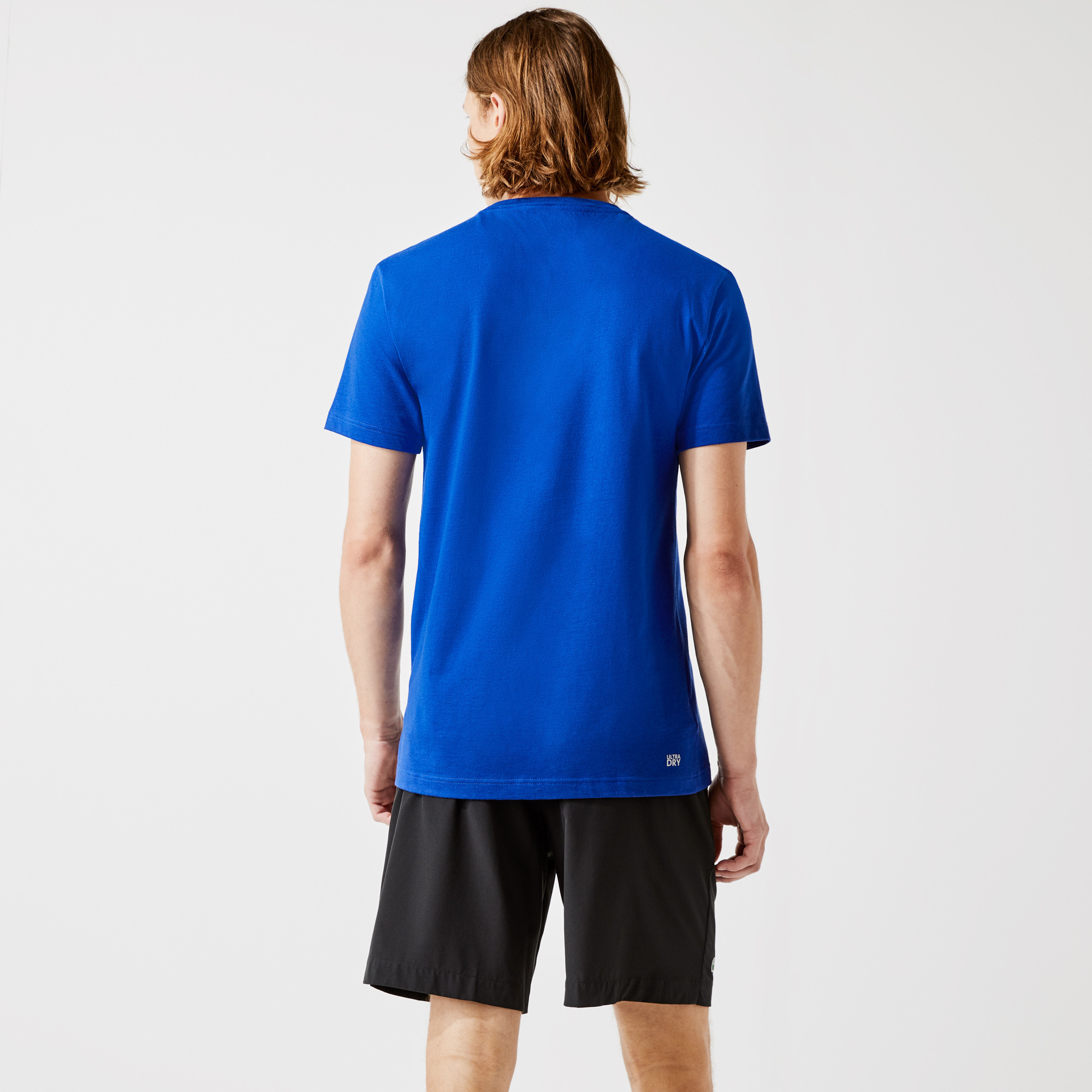 t-shirt en coton biologique imprimé crocodile patchwork homme lacoste sport